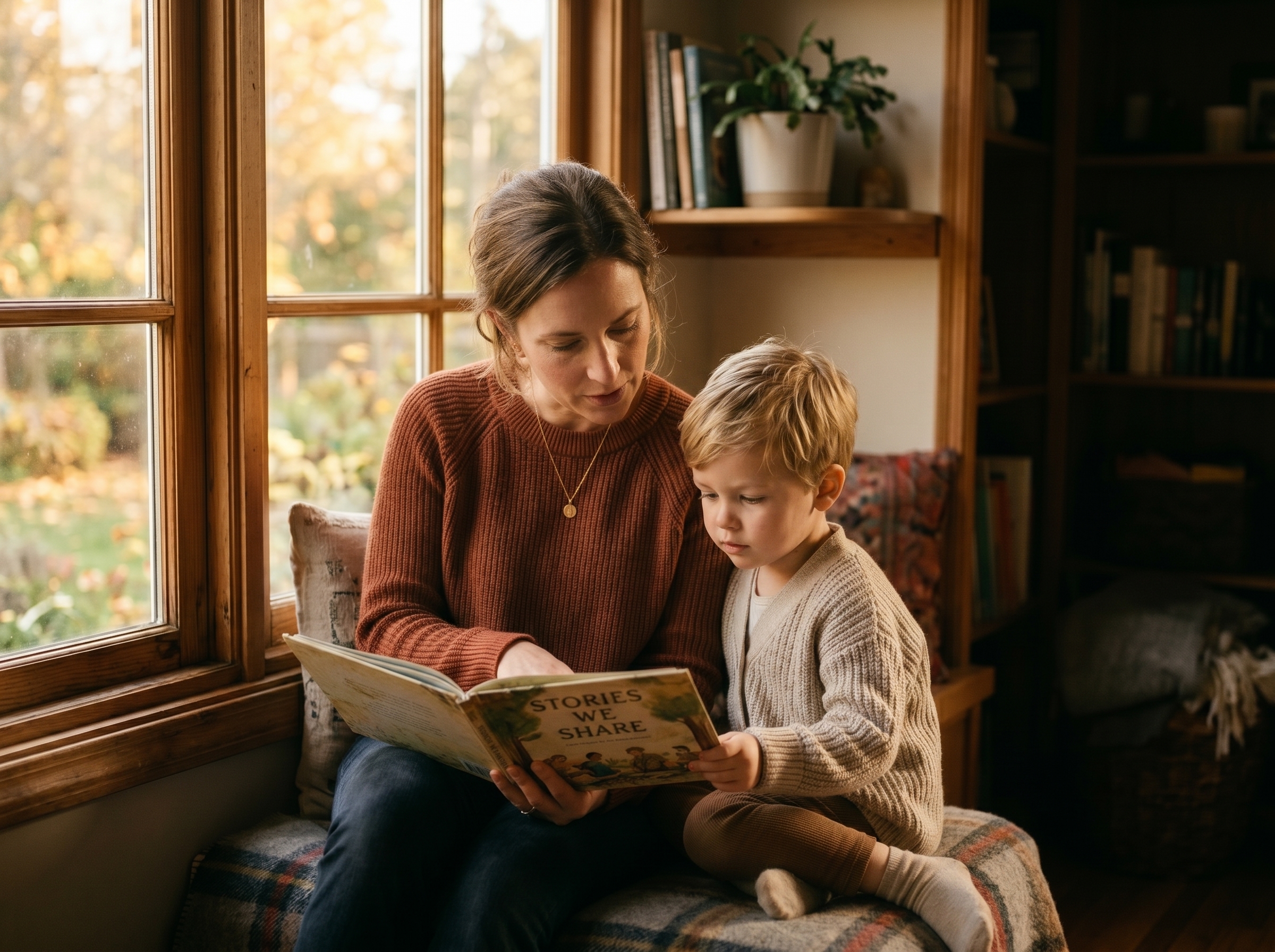 Parent and child reading together